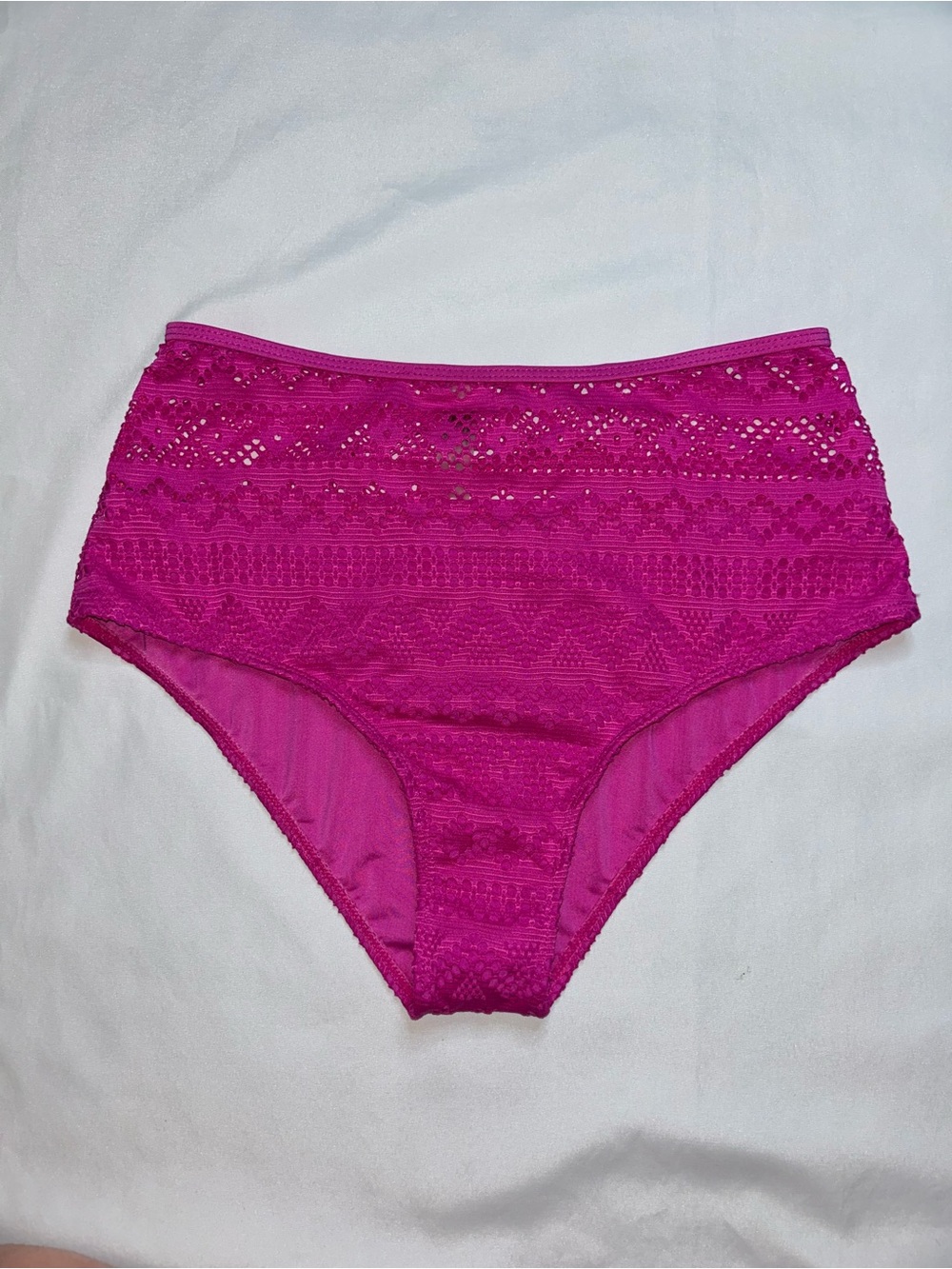 SHEIN Hot Pink Lace High Waisted Bikini Bottom Women’s L NWOT